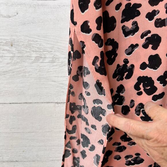 Maeve by Anthropologie Blouse Womens Size Large Pink Rita Printed Leopard Tunic - Picture 7 of 16